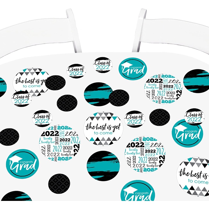 Teal Grad - Best is Yet to Come - 2022 Graduation Party Giant Circle Confetti - Turquoise Grad Party Decorations - Large Confetti 27 Count