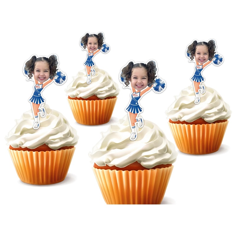 We've Got Spirit - Cheerleading - Cupcake Decoration - Custom Photo Cheerleader and Treat Picks Kit - Set of 18
