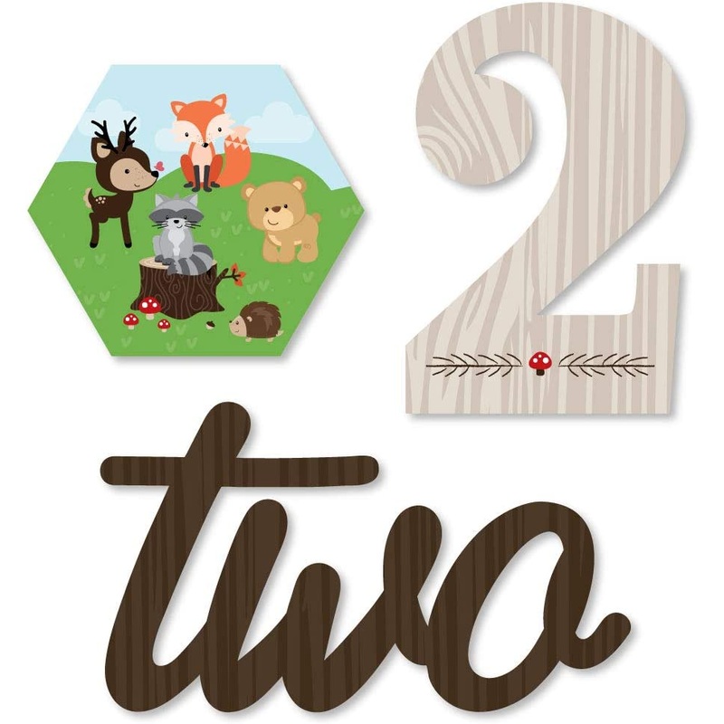 2nd Birthday Woodland Creatures - DIY Shaped Second Birthday Party Cut-Outs - 24 Count