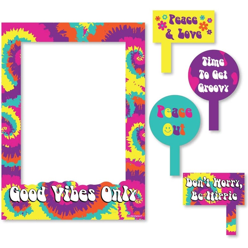 60's Hippie - 1960s Groovy Party Selfie Photo Booth Picture Frame & Props