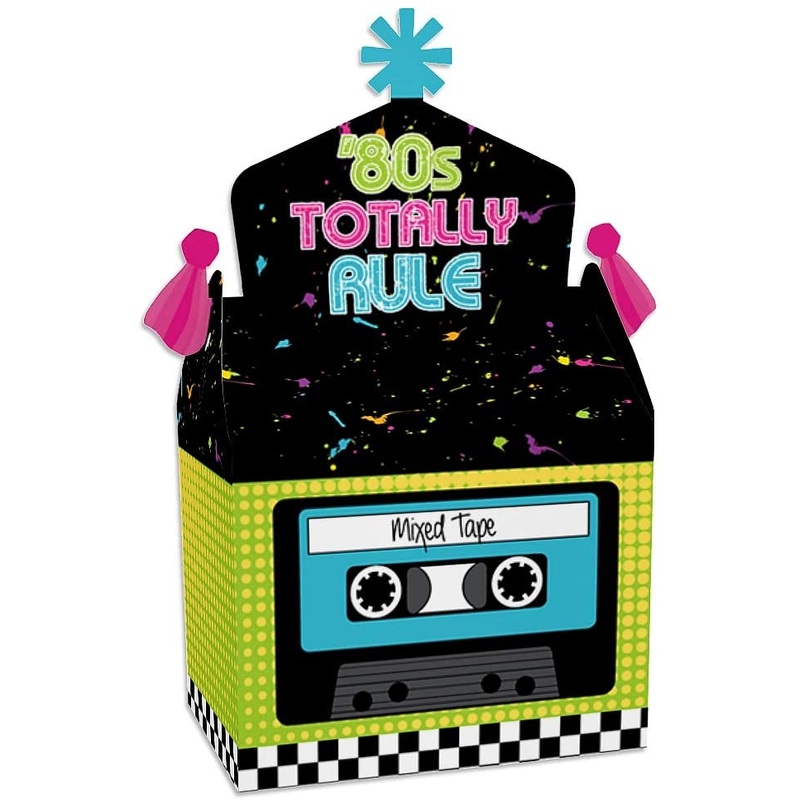 80s Retro - Treat Box Party Favors - Totally 1980s Party Goodie Gable Boxes - Set of 12