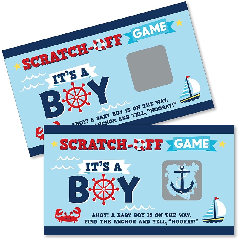 Ahoy Its a Boy - Nautical Baby Shower Game Scratch Off Cards - 22 Count