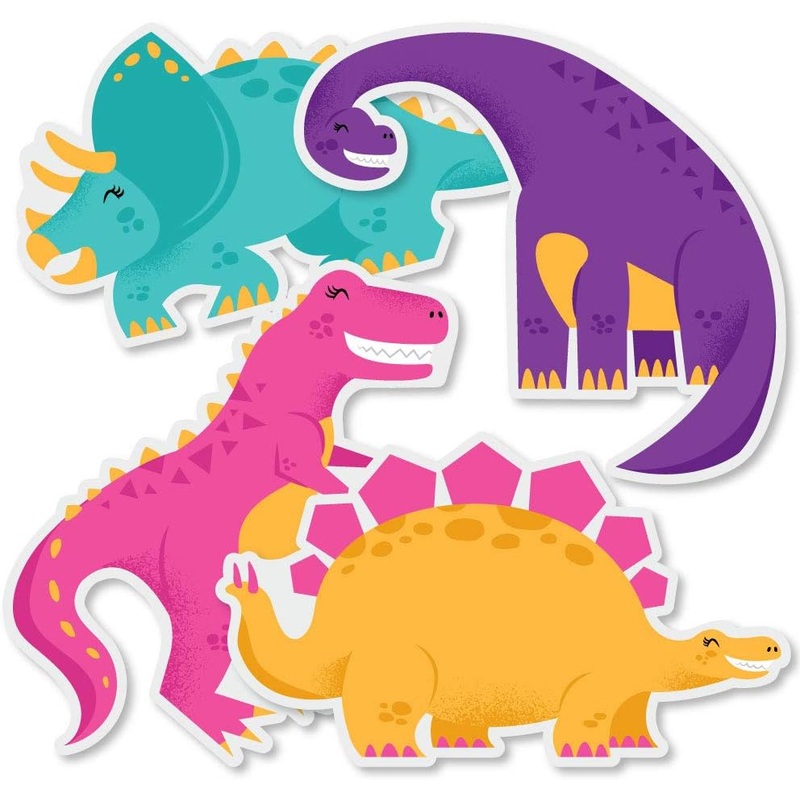 Roar Dinosaur Girl - T-Rex, Triceratops, Stegosaurus and Brontosaurus Decorations DIY Dino Mite Baby Shower or Birthday Party Essentials - Set of 20