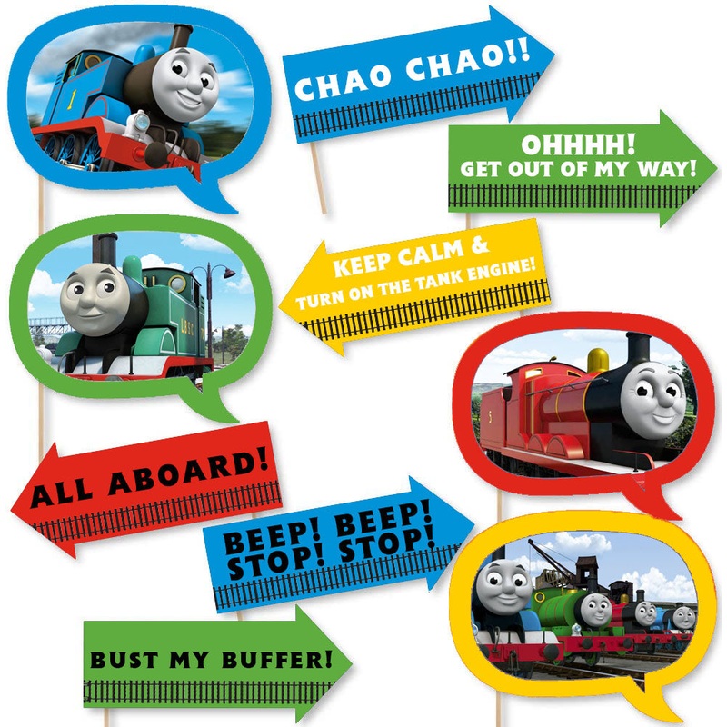 Thomas The Train Party or Birthday Party Photo Booth Props Kit - 10 Piece