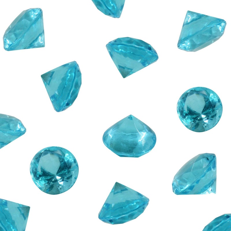 Turquoise Acrylic Diamond Vase Fillers 1 Pound - 240 pcs 3/4 Inch