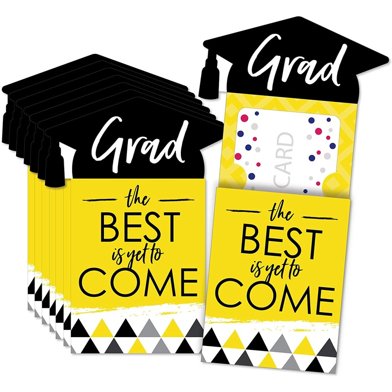 Yellow Grad - Best is Yet to Come - Yellow Graduation Party Money and Gift Card Sleeves - Nifty Gifty Card Holders - Set of 8