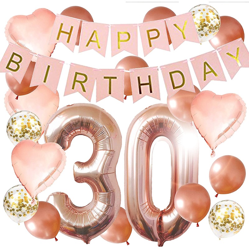 30th Birthday Rose Gold Decorations