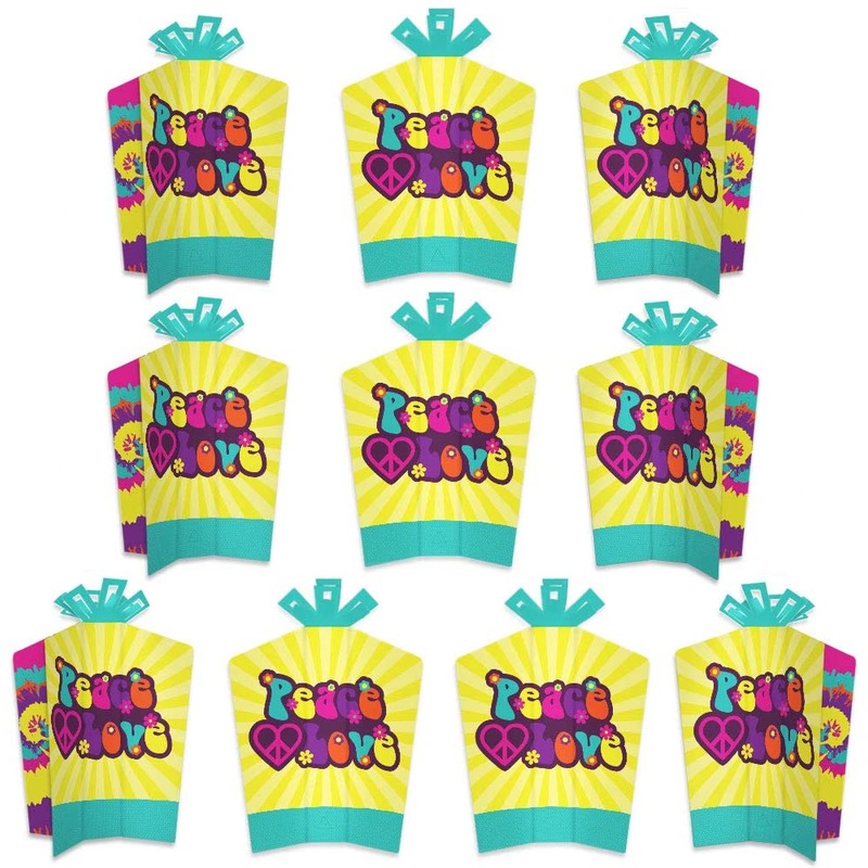 60s Hippie - Table Decorations - 1960s Groovy Party Fold and Flare Centerpieces - 10 Count