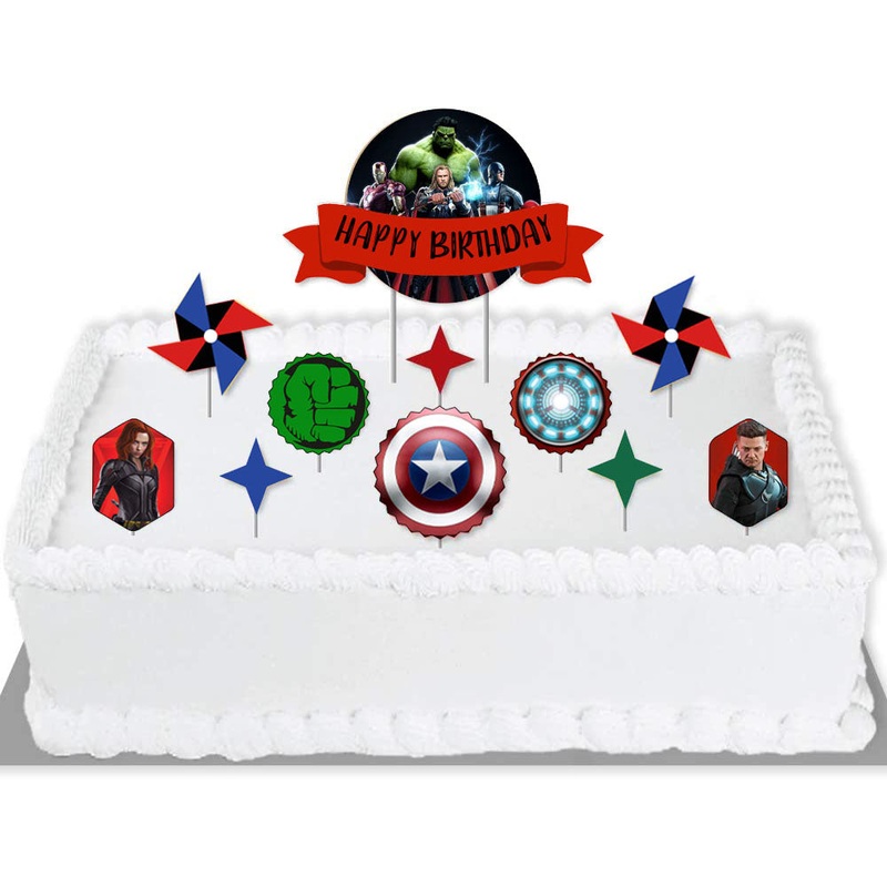 Avengers - Birthday Party Cake Decorating Kit - Happy Birthday Cake Topper Set - 11 Pieces