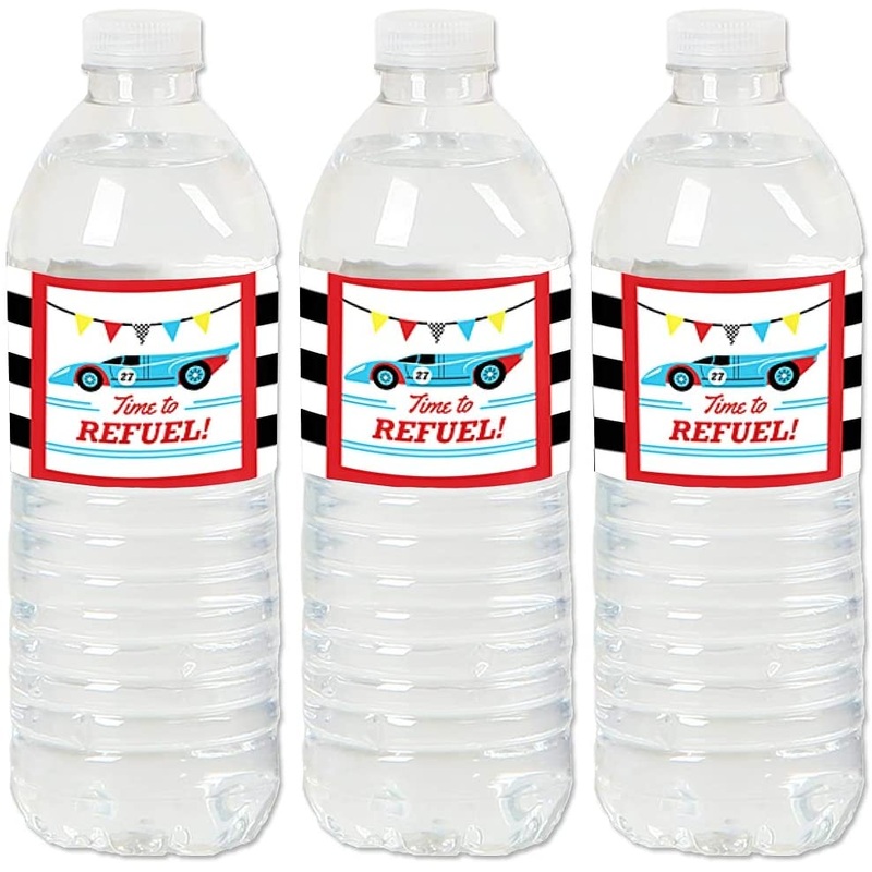 Lets Go Racing - Racecar - Race Car Birthday Party or Baby Shower Water Bottle Sticker Labels - Set of 20