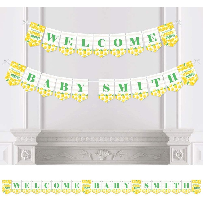 Personalized So Fresh - Lemon - Custom Citrus Lemonade Baby Shower Bunting Banner & Decorations - Welcome Baby Custom Name Banner
