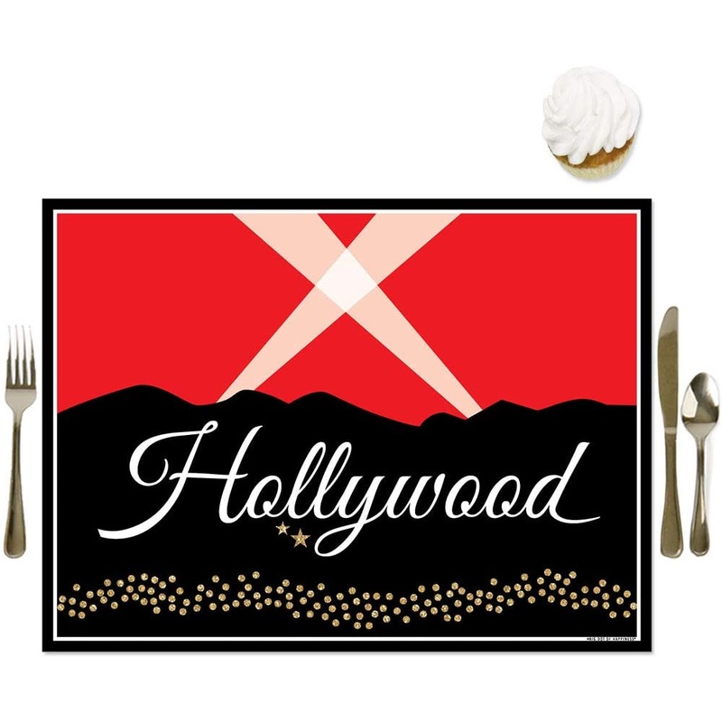 Red Carpet Hollywood - Party Table Decorations - Movie Night Party Placemats - Set of 16