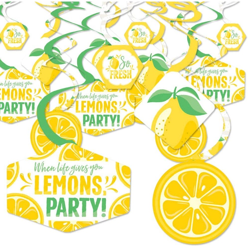 So Fresh - Lemon - Citrus Lemonade Party Hanging Decor - Party Decoration Swirls - Set of 40