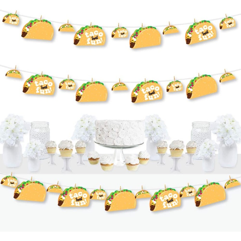 Taco Bout Fun - Mexican Fiesta DIY Decorations - Clothespin Garland Banner - 44 Pieces