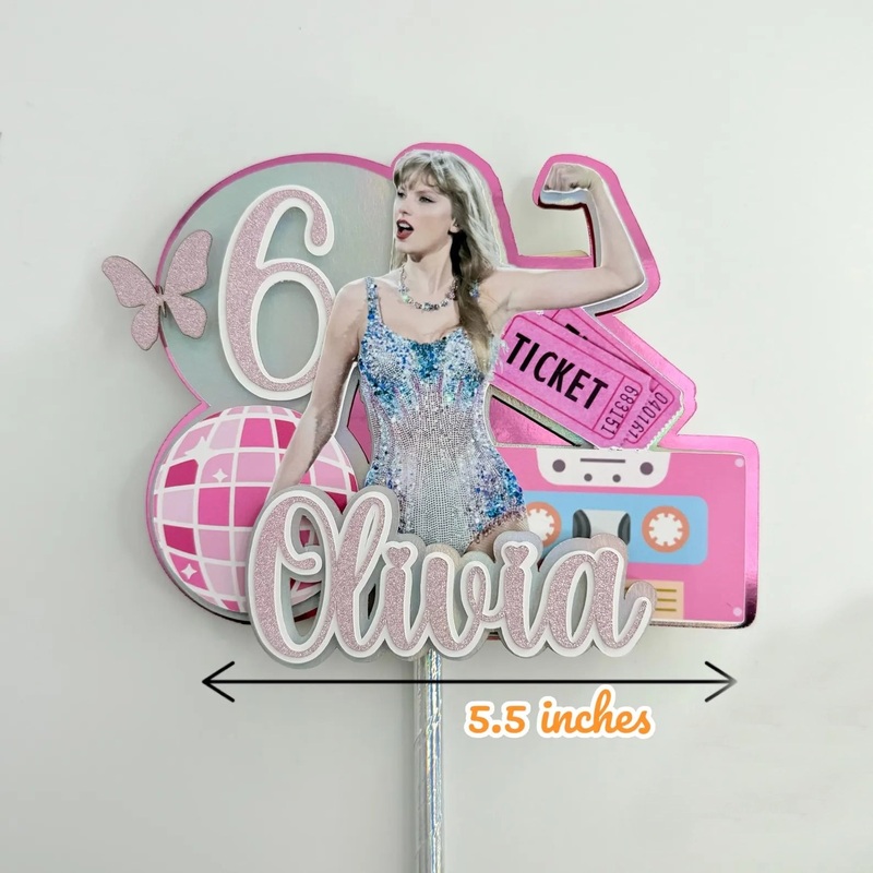 Taylor Birthday Cake Topper - Custom Name and Age