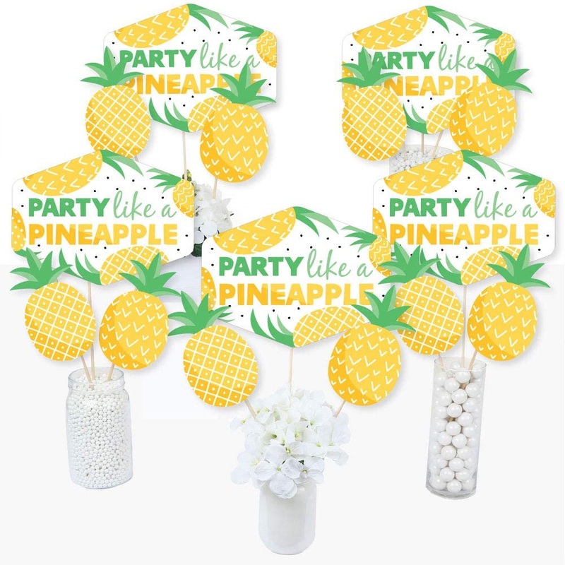 Tropical Pineapple - Summer Party Centerpiece Sticks - Table Toppers - Set of 15
