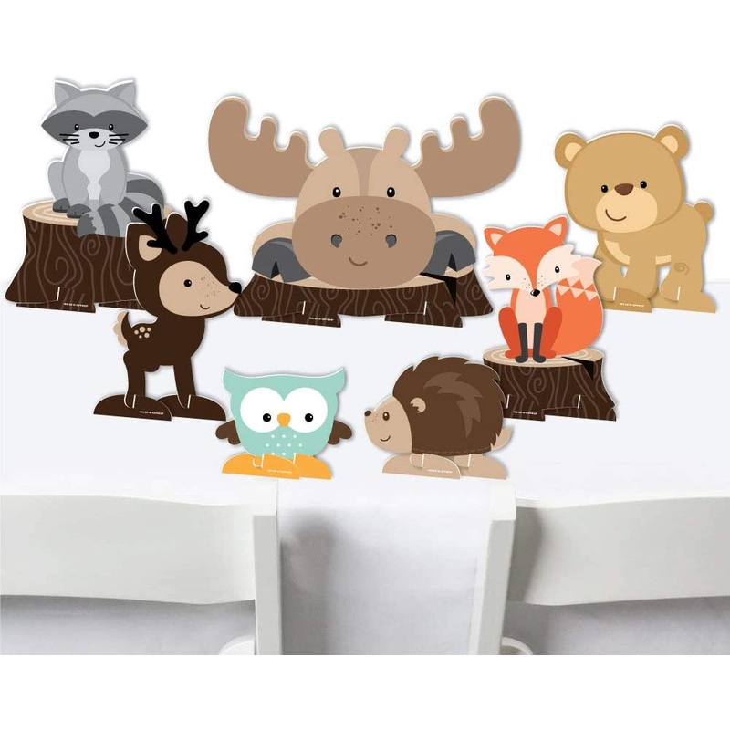 Woodland Creatures - Baby Shower or Birthday Party Centerpiece Table Decorations - Tabletop Standups - 7 Pieces