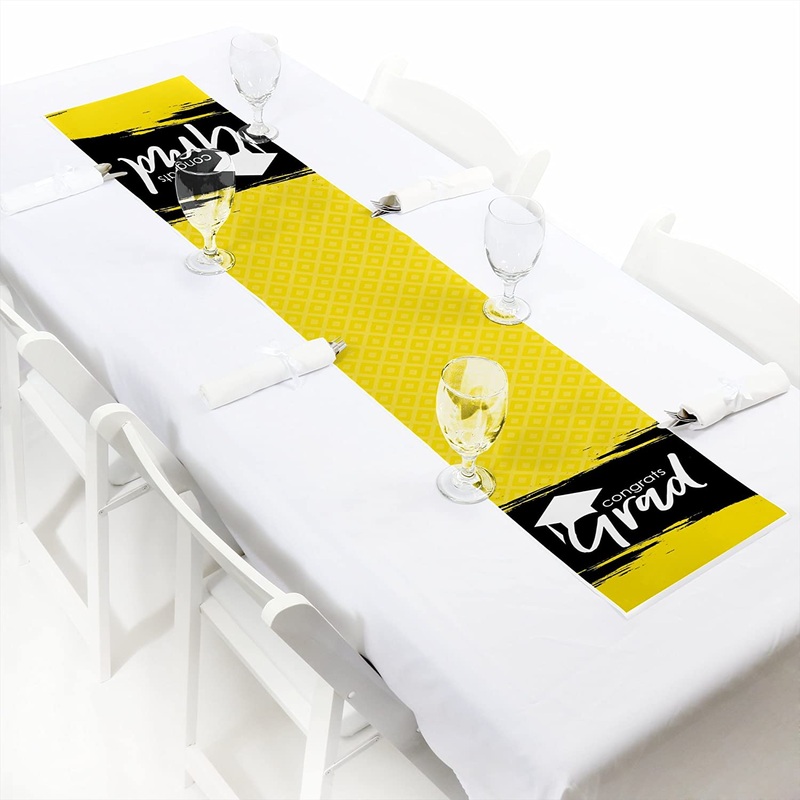 Yellow Grad - Best is Yet to Come - Petite Yellow Graduation Party Paper Table Runner - 12 x 60 inches