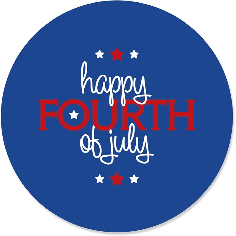4th of July - Independence Day Circle Sticker Labels - 24 Count
