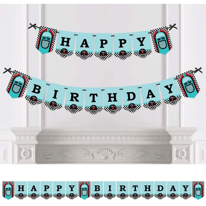 50's Sock Hop - 1950s Rock N Roll Birthday Party Bunting Banner - Birthday Party Decorations - Happy Birthday