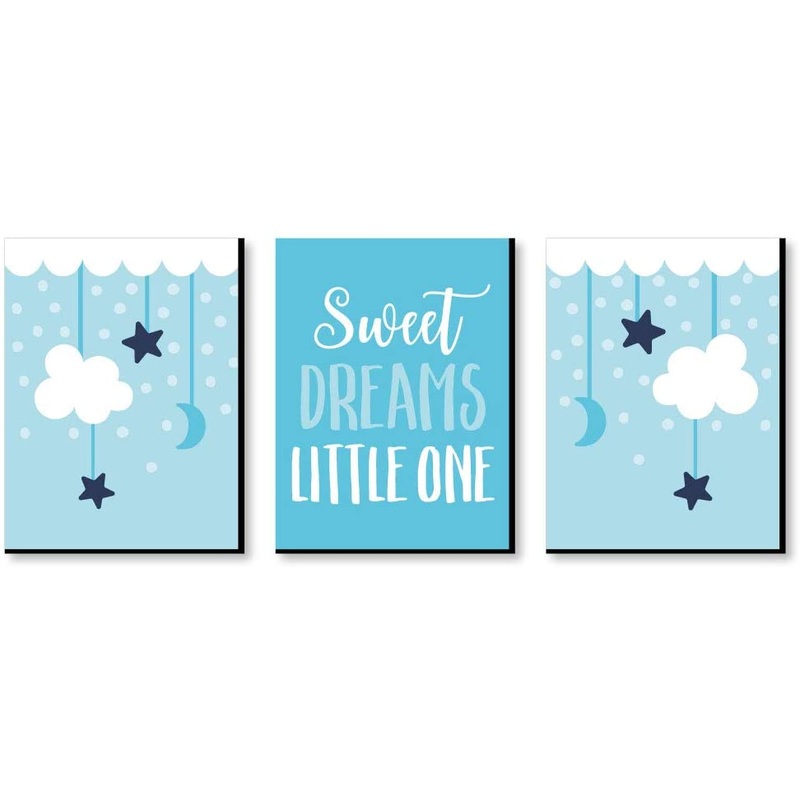 Baby Boy - Blue Nursery Wall Art and Kids Room Decorations - Gift Ideas - 7.5 x 10 inches - Set of 3 Prints