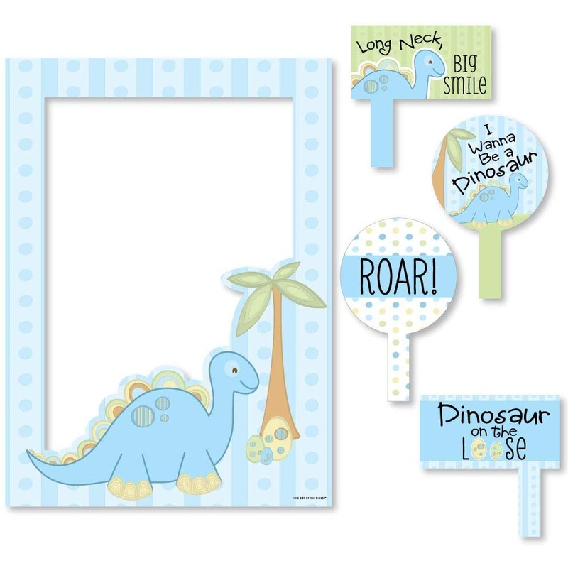 Baby Boy Dinosaur - Baby Shower or Birthday Party Selfie Photo Booth Picture Frame and Props