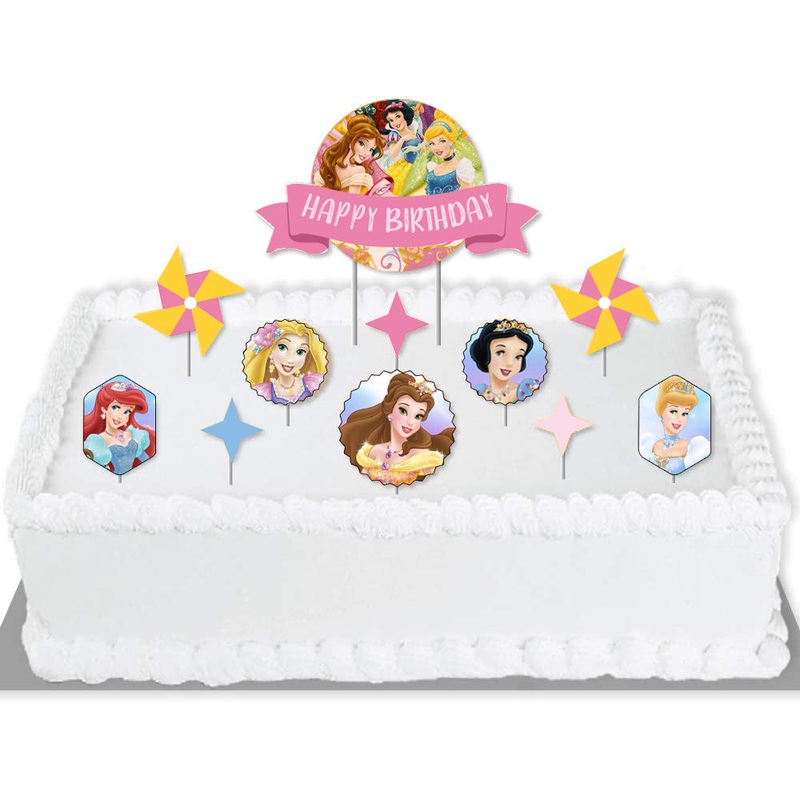 Princess - Birthday Party Cake Decorating Kit - Happy Birthday Cake Topper Set - 11 Pieces