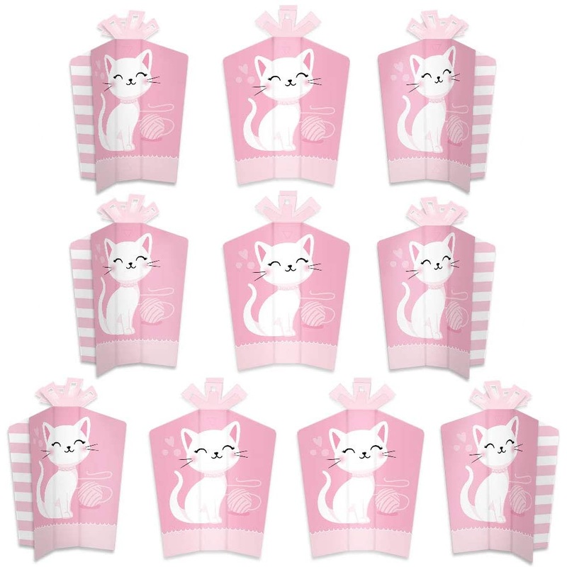Purr-fect Kitty Cat - Table Decorations - Kitten Meow Baby Shower or Birthday Party Fold and Flare Centerpieces - 10 Count