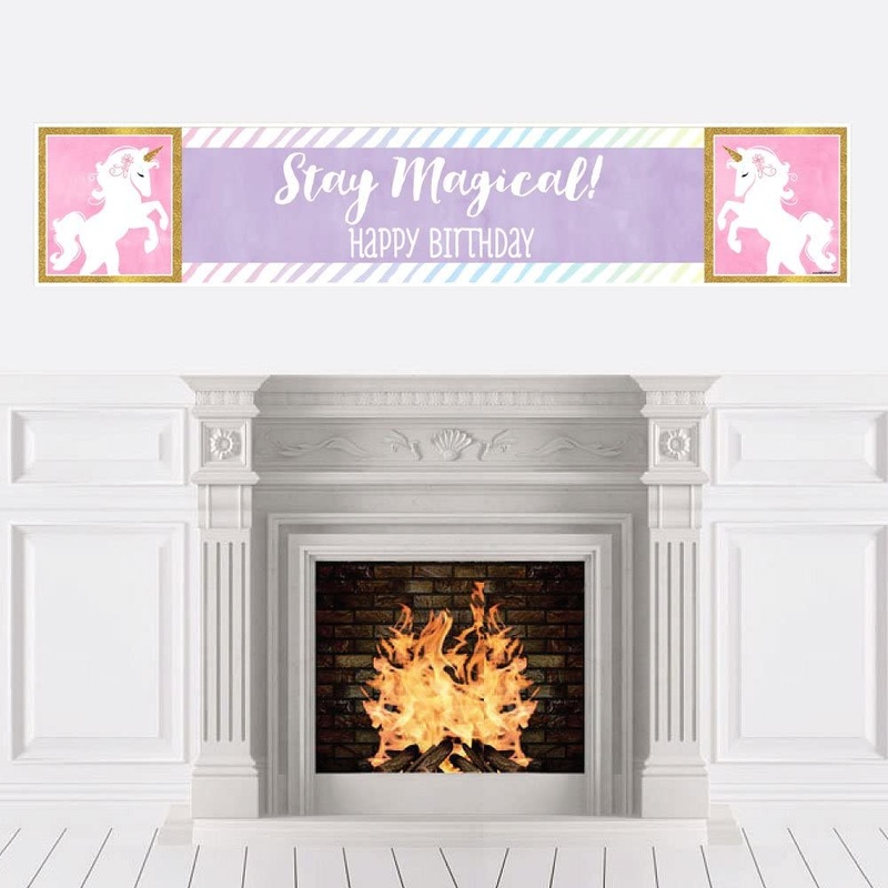 Rainbow Unicorn - Magical Unicorn Happy Birthday Decorations Party Banner