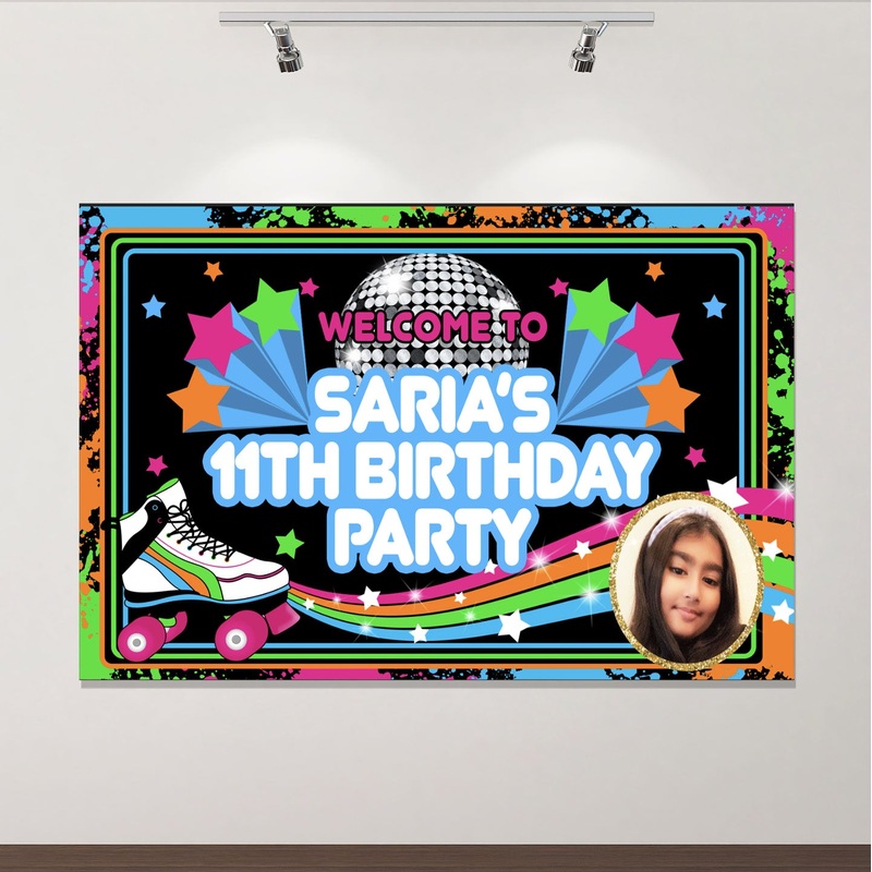 Rollerskating Birthday Backdrop
