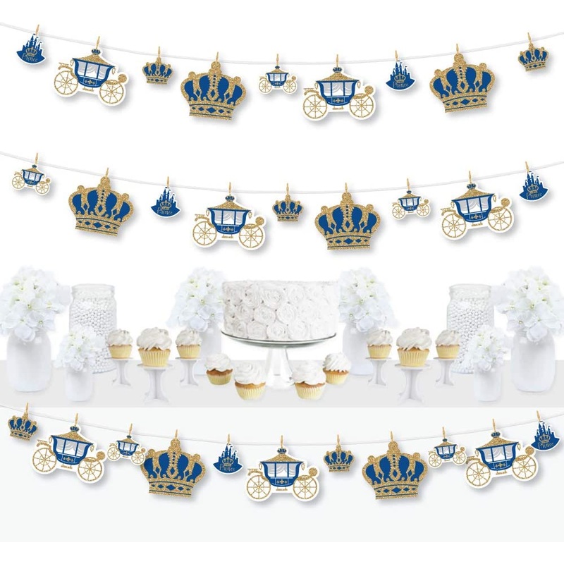 Royal Prince Charming - Baby Shower or Birthday Party DIY Decorations - Clothespin Garland Banner - 44 Pieces