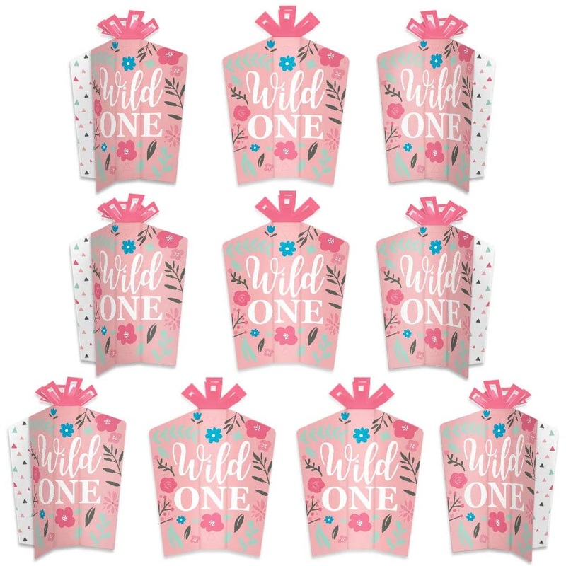 Shes a Wild One - Table Decorations - Boho Floral 1st Birthday Party Fold and Flare Centerpieces - 10 Count