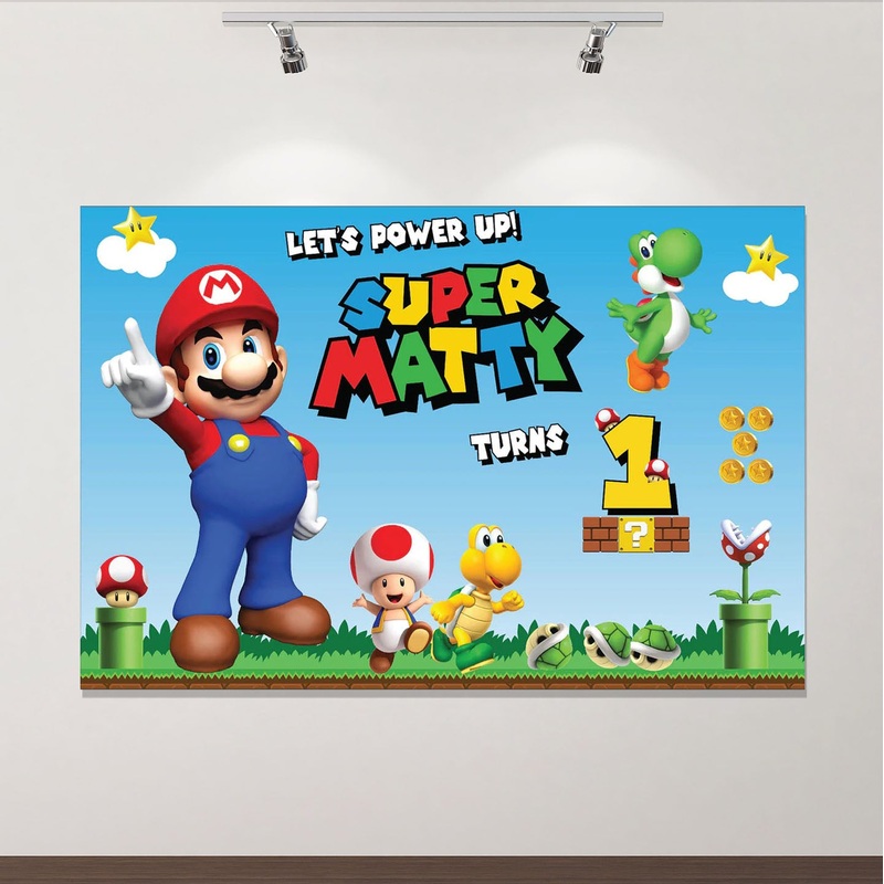 Super Mario Birthday Poster Backdrop
