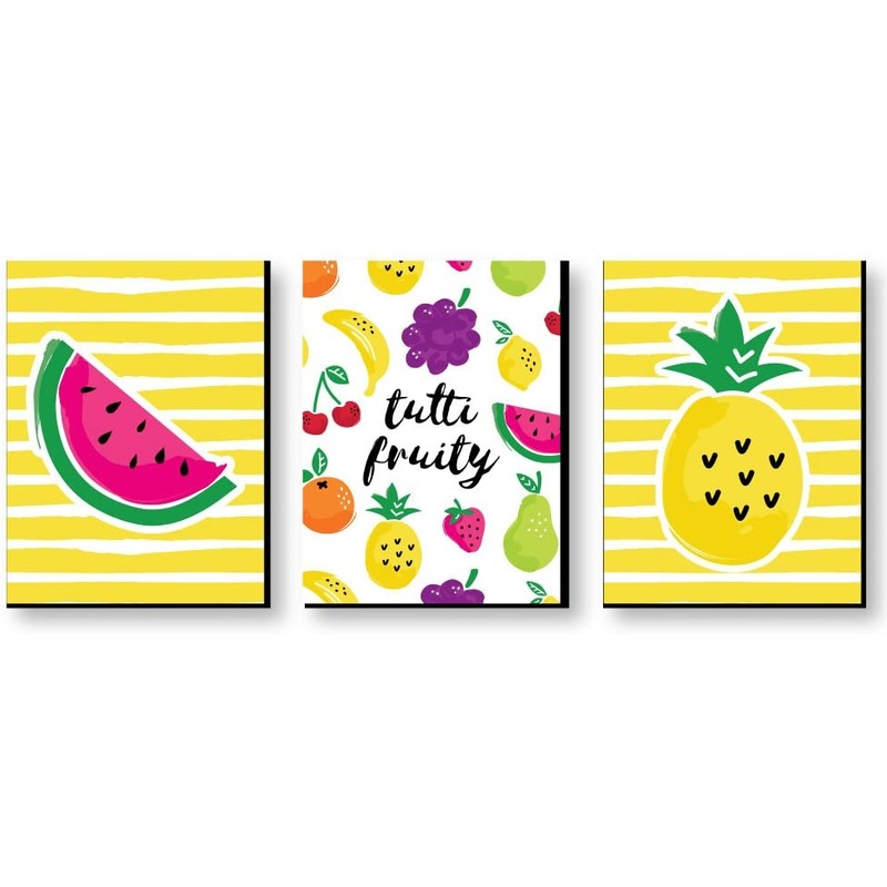 Tutti Fruity - Nursery Wall Art, Kids Room and Decor Frutti Summer Home Decorations - Gift Ideas - 7.5 x 10 inches - Set of 3 Prints