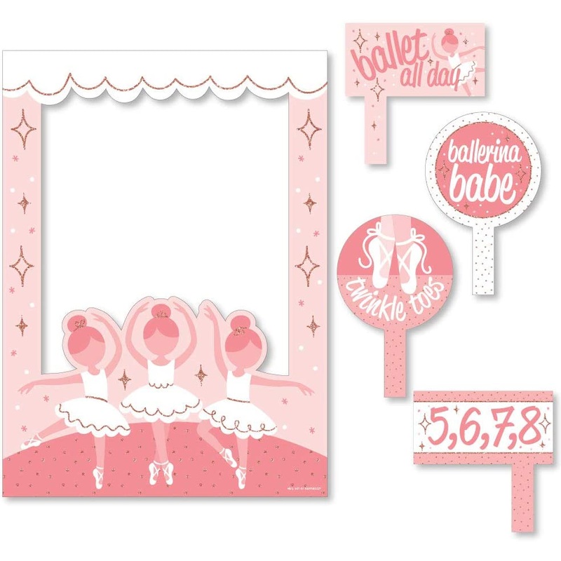 Tutu Cute Ballerina - Ballet Birthday Party or Baby Shower Selfie Photo Booth Picture Frame and Props