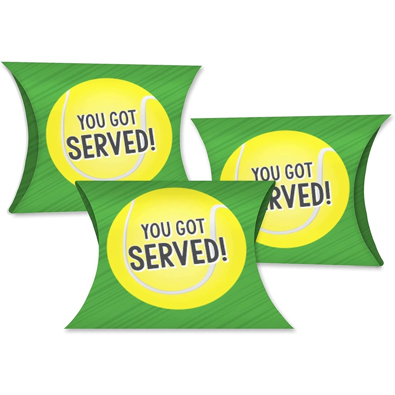 You Got Served - Tennis - Favor Gift Boxes - Baby Shower or Tennis Ball Birthday Party Petite Pillow Boxes - Set of 20