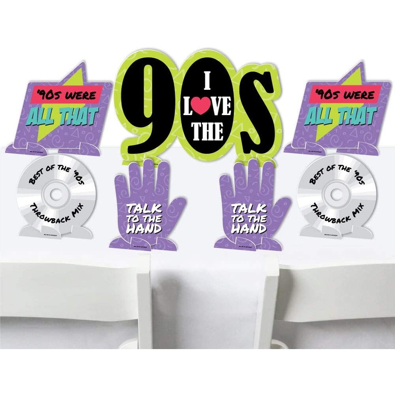 90s Throwback - 1990s Party Centerpiece Table Decorations - Tabletop Standups - 7 Pieces
