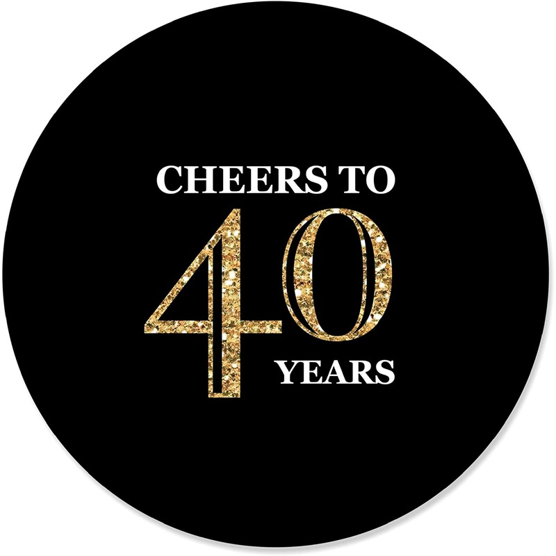 Adult 40th Birthday - Gold - Birthday Party Circle Sticker Labels - 24 Count