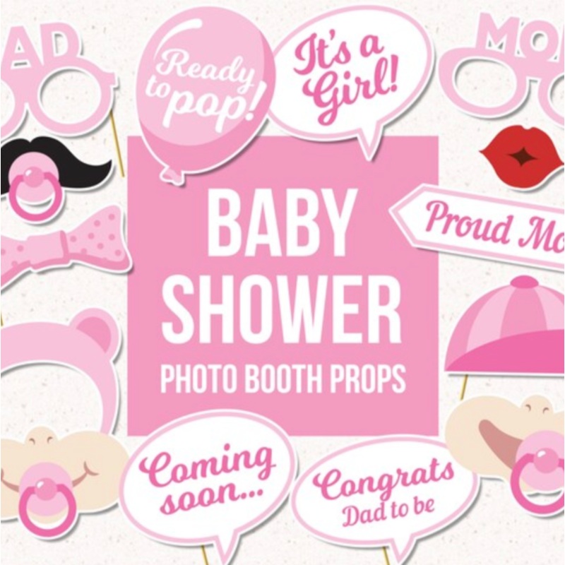 Baby Shower Girl Photo Booth Props (35 Pcs)