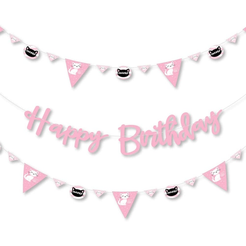 Purr-fect Kitty Cat - Kitten Meow Birthday Party Letter Banner Decoration - 36 Banner Cutouts and Happy Birthday Banner Letters