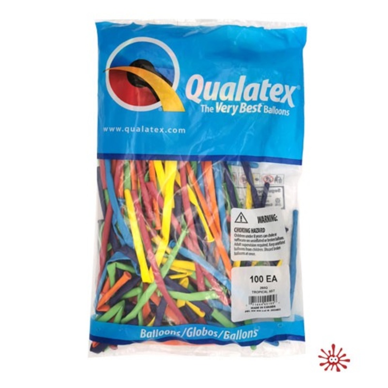 Qualatex  260Q Modelling Balloons (100)  Tropical Assorted - Made In Canada