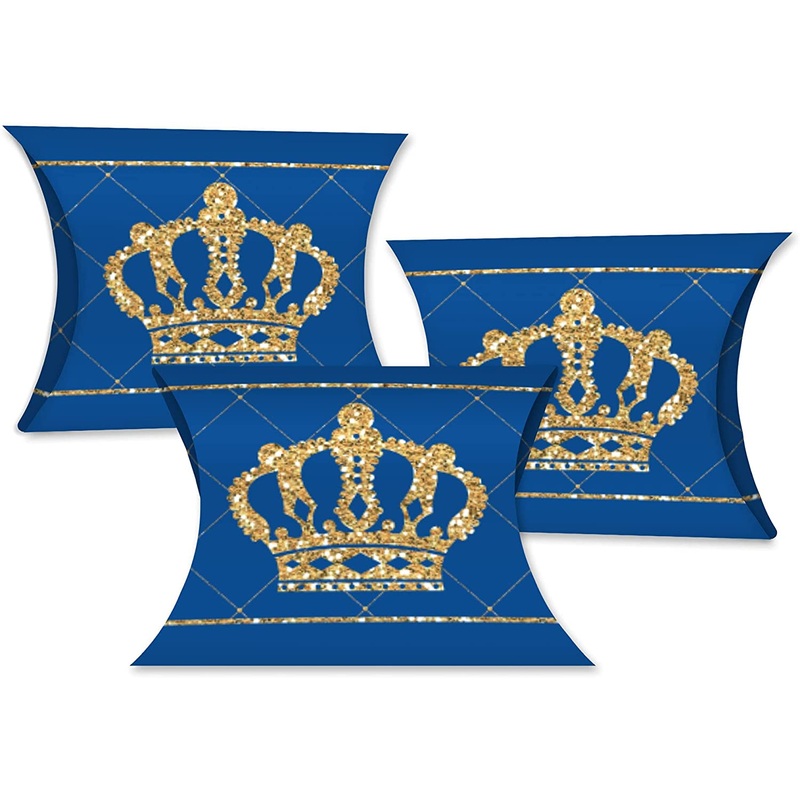 Royal Prince Charming - Favor Gift Boxes - Baby Shower or Birthday Party Petite Pillow Boxes - Set of 20