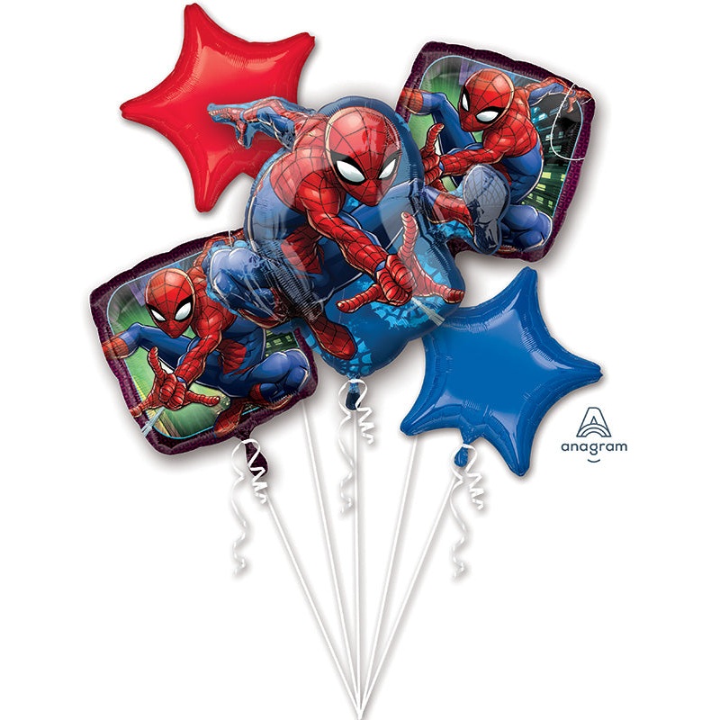 Spider-Man Bouquet Foil Balloon - 5 Balloons - With Helium