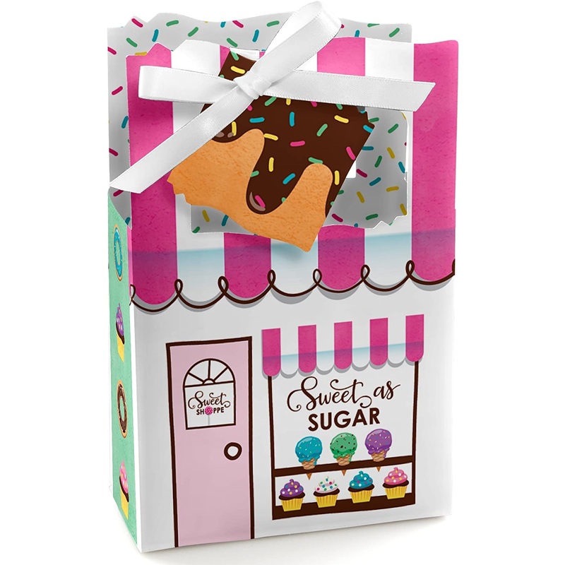 Sweet Shoppe - Candy and Bakery Birthday Party or Baby Shower Favor Boxes - Set of 12