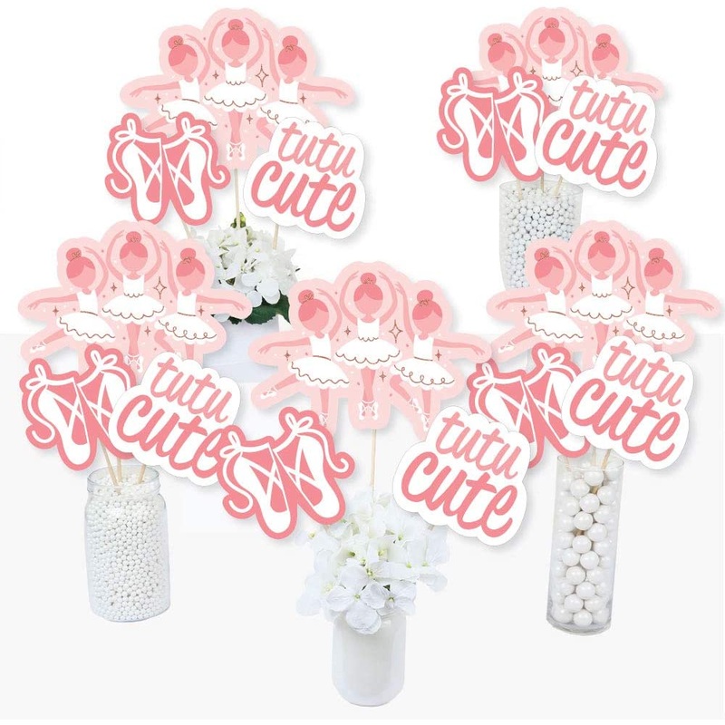 Tutu Cute Ballerina - Ballet Birthday Party or Baby Shower Centerpiece Sticks - Table Toppers - Set of 15