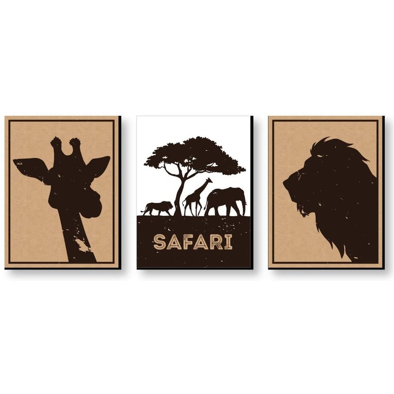 Wild Safari - Jungle Animal Nursery Wall Art, Kids Room Decor and Home Decorations - Gift Ideas - 7.5 x 10 inches - Set of 3 Prints