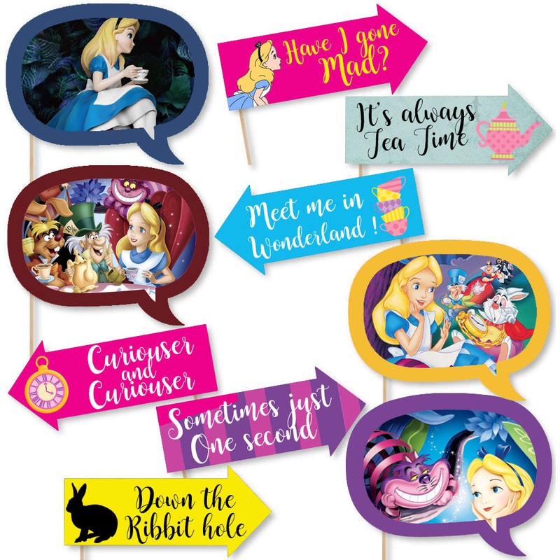 Wonderland Party or Birthday Party Photo Booth Props Kit - 10 Piece