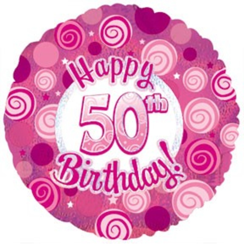 18" Happy 50th Birthday Pink Dazzeloon Balloon