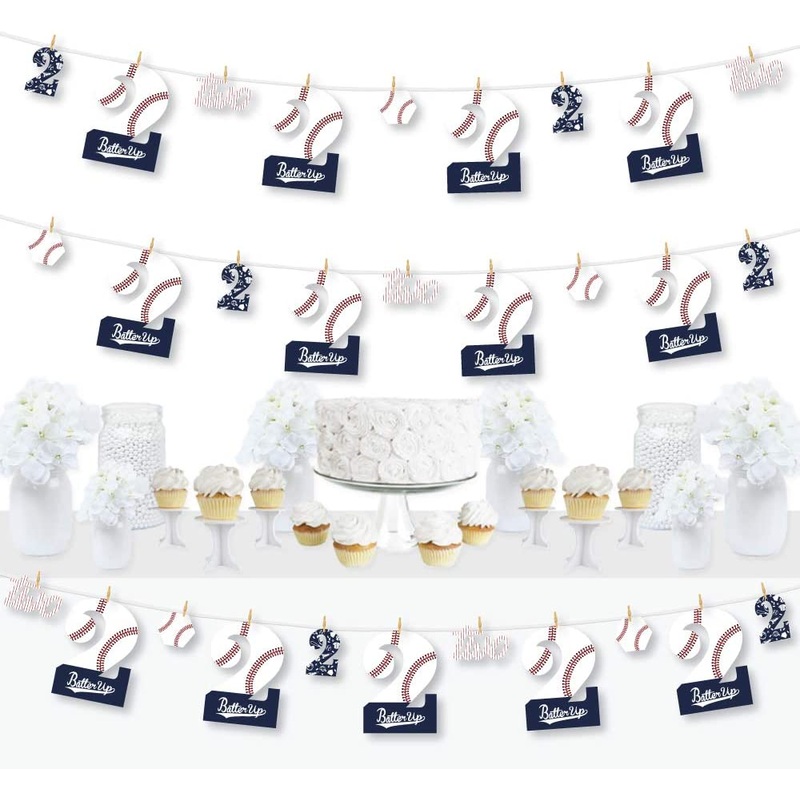 2nd Birthday Batter Up - Baseball - Second Birthday Party DIY Decorations - Clothespin Garland Banner - 44 Pieces