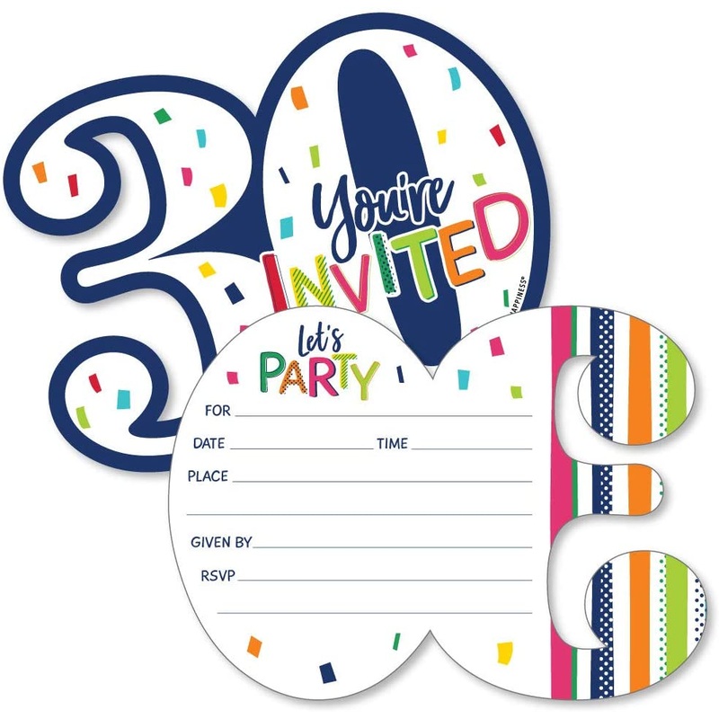 30th Birthday - Cheerful Happy Birthday - Shaped Fill-In Invitations - Colorful Thirtieth Birthday Party Invitation Cards with Envelopes - Set of 12